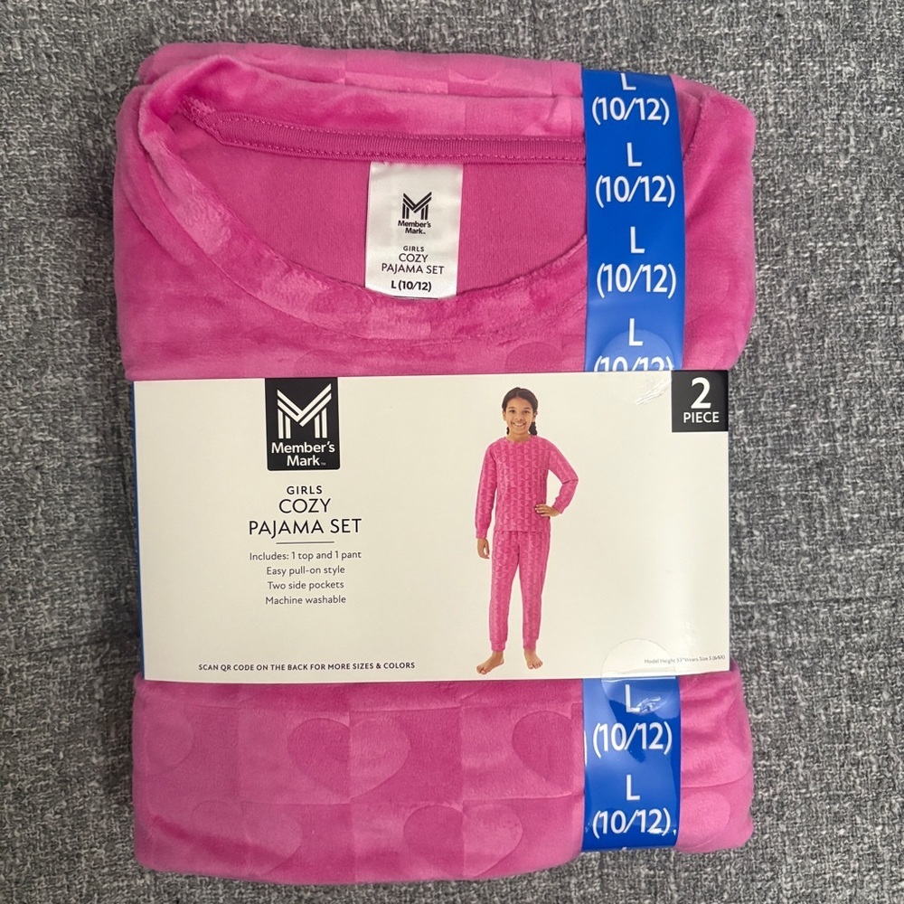 Member's Mark Girls Cozy Pink Pajama Set
